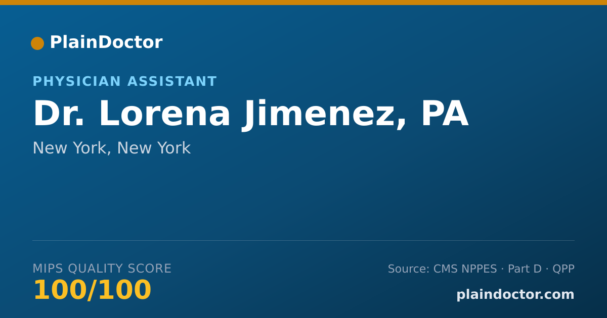 Shareable card for Lorena Jimenez, PA - Physician Assistant, New York, NY