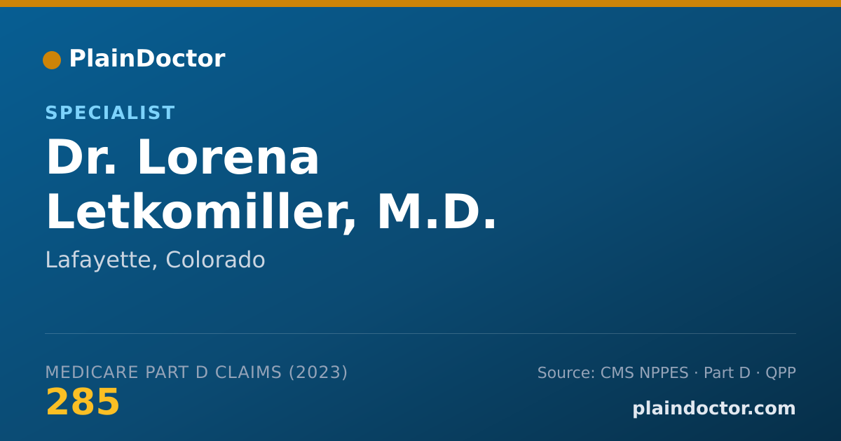 Shareable card for Lorena Letkomiller, M.D. - Specialist, Lafayette, CO