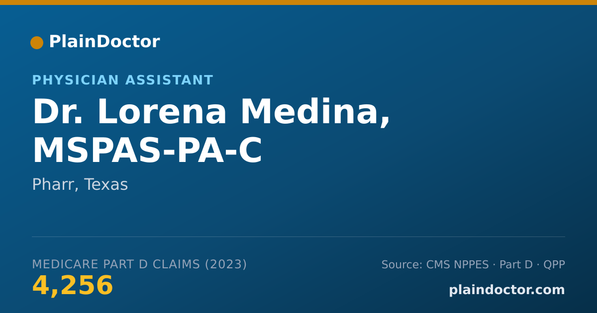 Shareable card for Lorena Medina, MSPAS-PA-C - Physician Assistant, Pharr, TX
