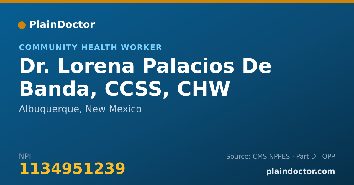 Shareable card for Lorena Palacios De Banda, CCSS, CHW - Community Health Worker, Albuquerque, NM
