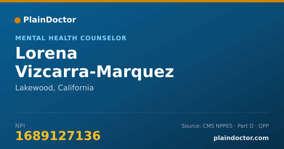 Shareable card for Lorena Vizcarra-Marquez - Mental Health Counselor, Lakewood, CA