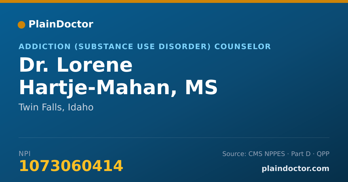 Shareable card for Lorene Hartje-Mahan, MS - Addiction (Substance Use Disorder) Counselor, Twin Falls, ID