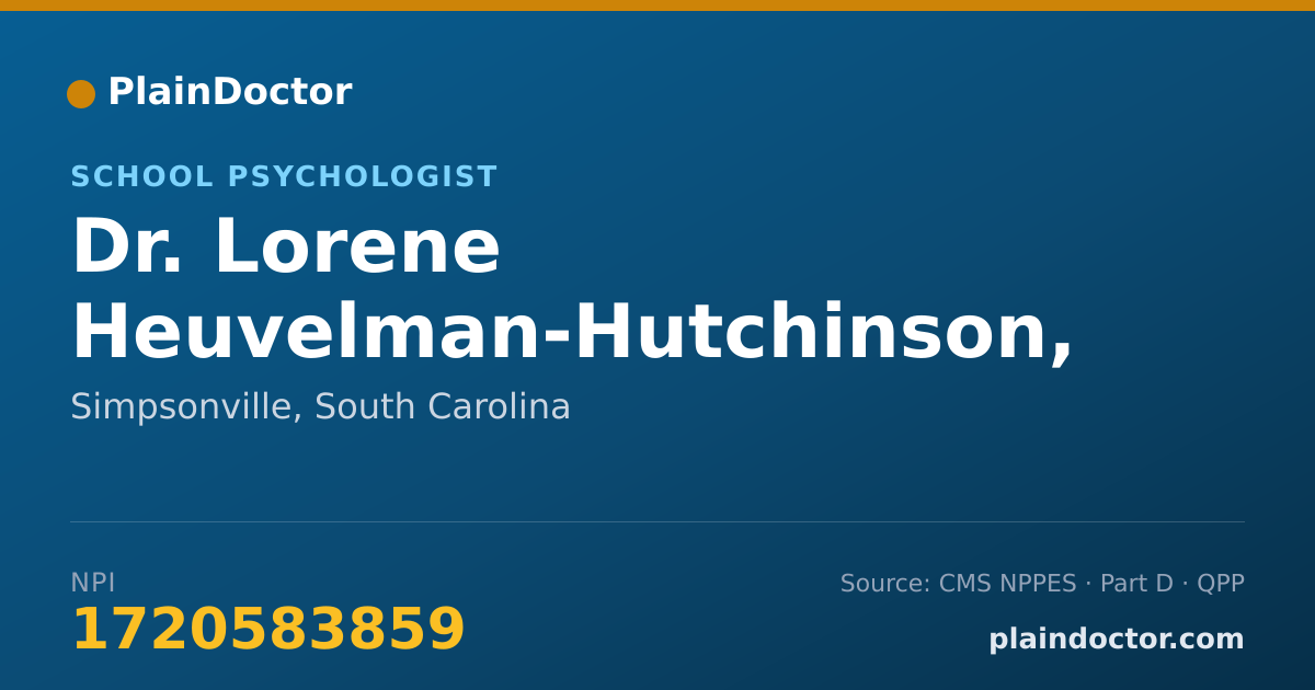 Shareable card for Lorene Heuvelman-Hutchinson, MS, EDS, PSYD - School Psychologist, Simpsonville, SC