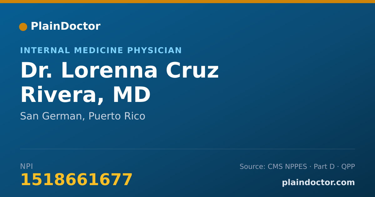 Shareable card for Lorenna Cruz Rivera, MD - Internal Medicine Physician, San German, PR