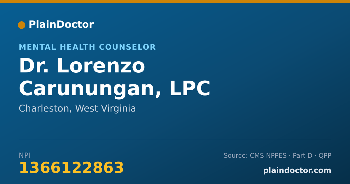 Shareable card for Lorenzo Carunungan, LPC - Mental Health Counselor, Charleston, WV