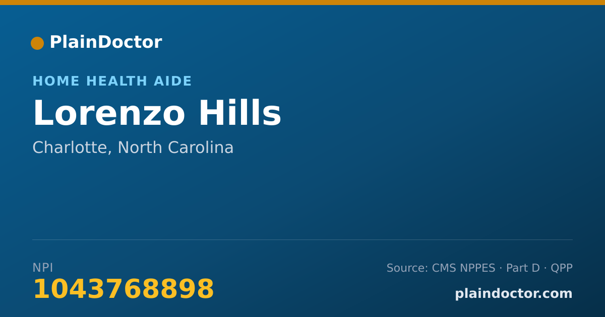 Shareable card for Lorenzo Hills - Home Health Aide, Charlotte, NC