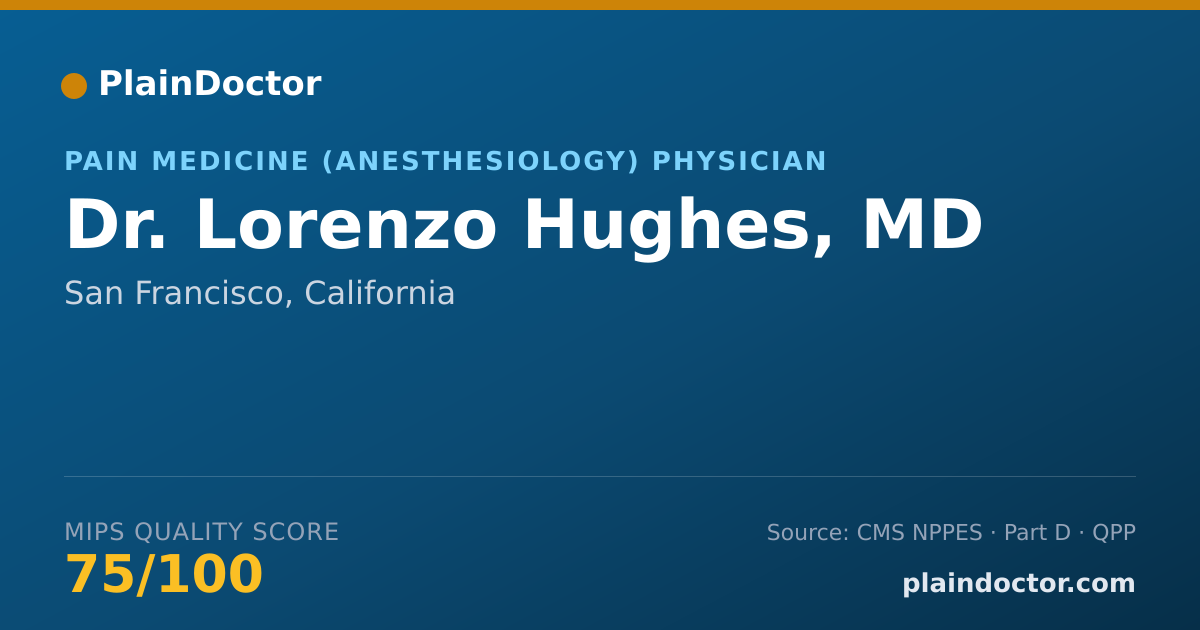 Shareable card for Lorenzo Hughes, MD - Pain Medicine (Anesthesiology) Physician, San Francisco, CA