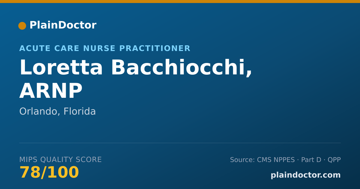 Shareable card for Loretta Bacchiocchi, ARNP - Acute Care Nurse Practitioner, Orlando, FL