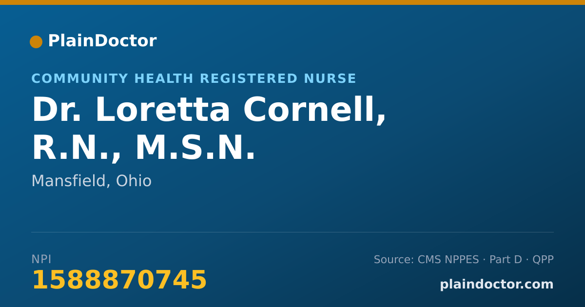 Shareable card for Loretta Cornell, R.N., M.S.N. - Community Health Registered Nurse, Mansfield, OH