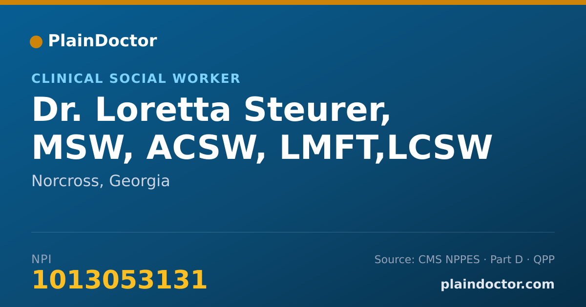 Shareable card for Loretta Steurer, MSW, ACSW, LMFT,LCSW - Clinical Social Worker, Norcross, GA