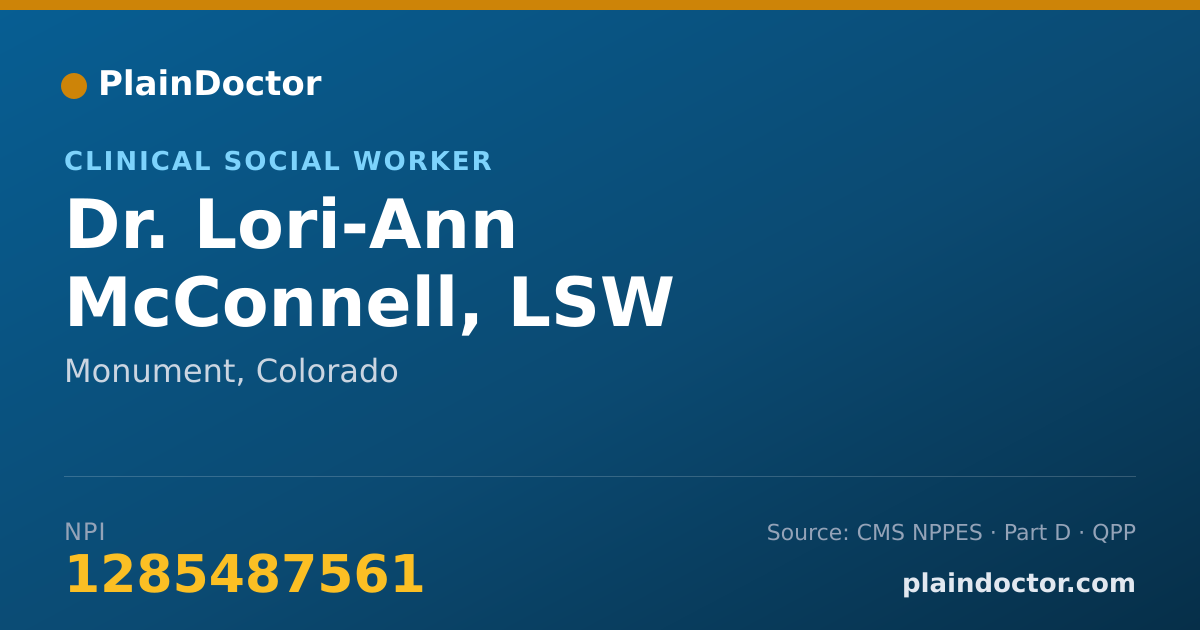 Shareable card for Lori-Ann McConnell, LSW - Clinical Social Worker, Monument, CO
