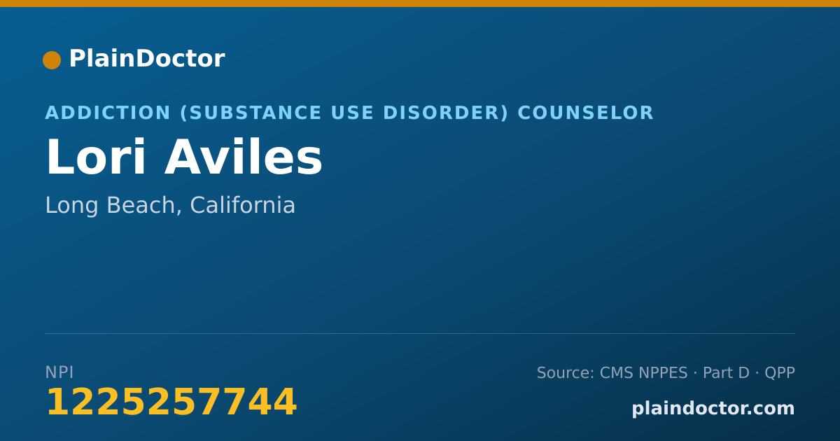 Shareable card for Lori Aviles - Addiction (Substance Use Disorder) Counselor, Long Beach, CA