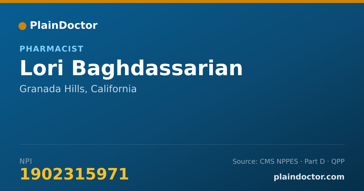 Shareable card for Lori Baghdassarian - Pharmacist, Granada Hills, CA