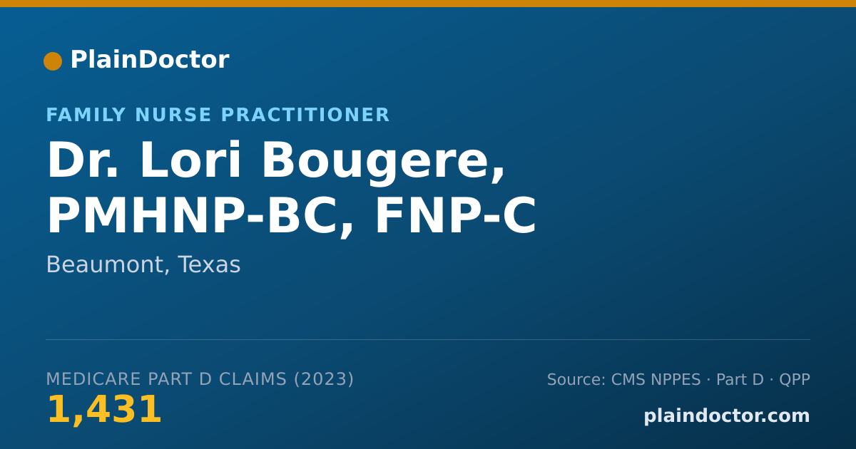 Shareable card for Lori Bougere, PMHNP-BC, FNP-C - Family Nurse Practitioner, Beaumont, TX