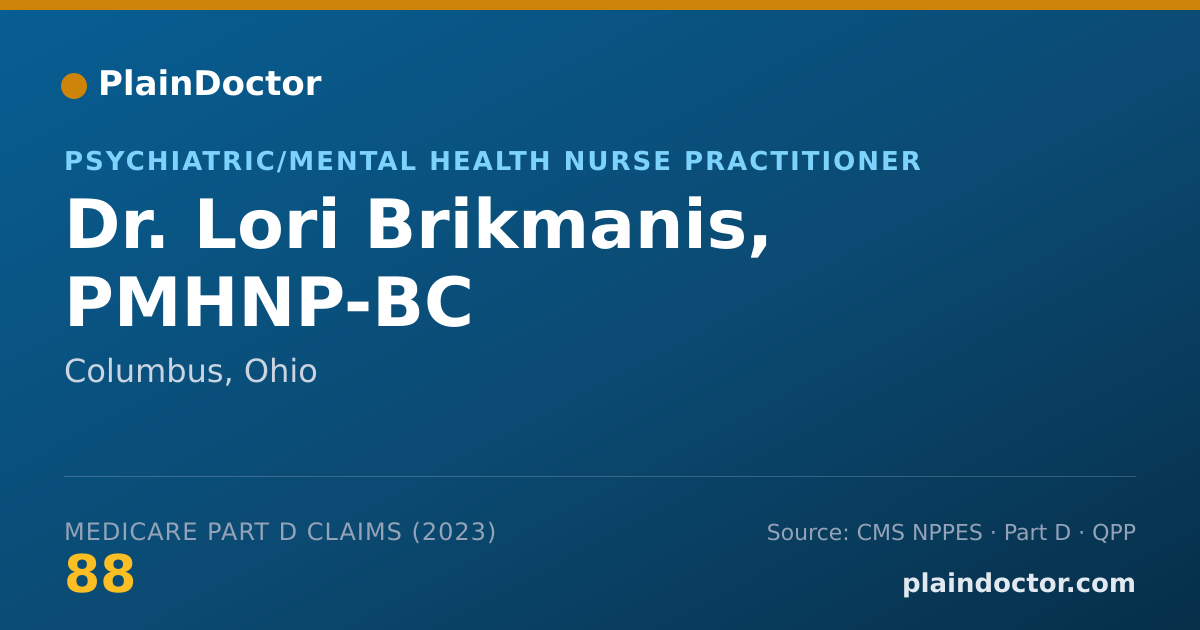 Shareable card for Lori Brikmanis, PMHNP-BC - Psychiatric/Mental Health Nurse Practitioner, Columbus, OH