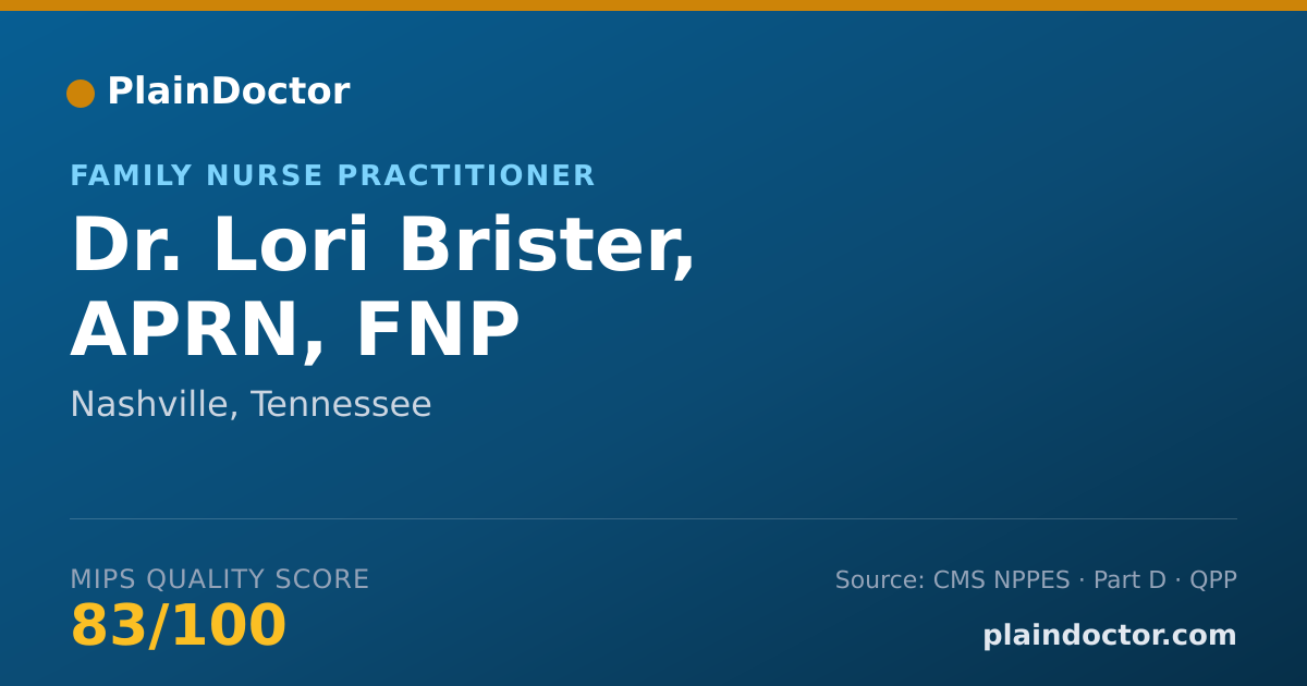 Shareable card for Lori Brister, APRN, FNP - Family Nurse Practitioner, Nashville, TN
