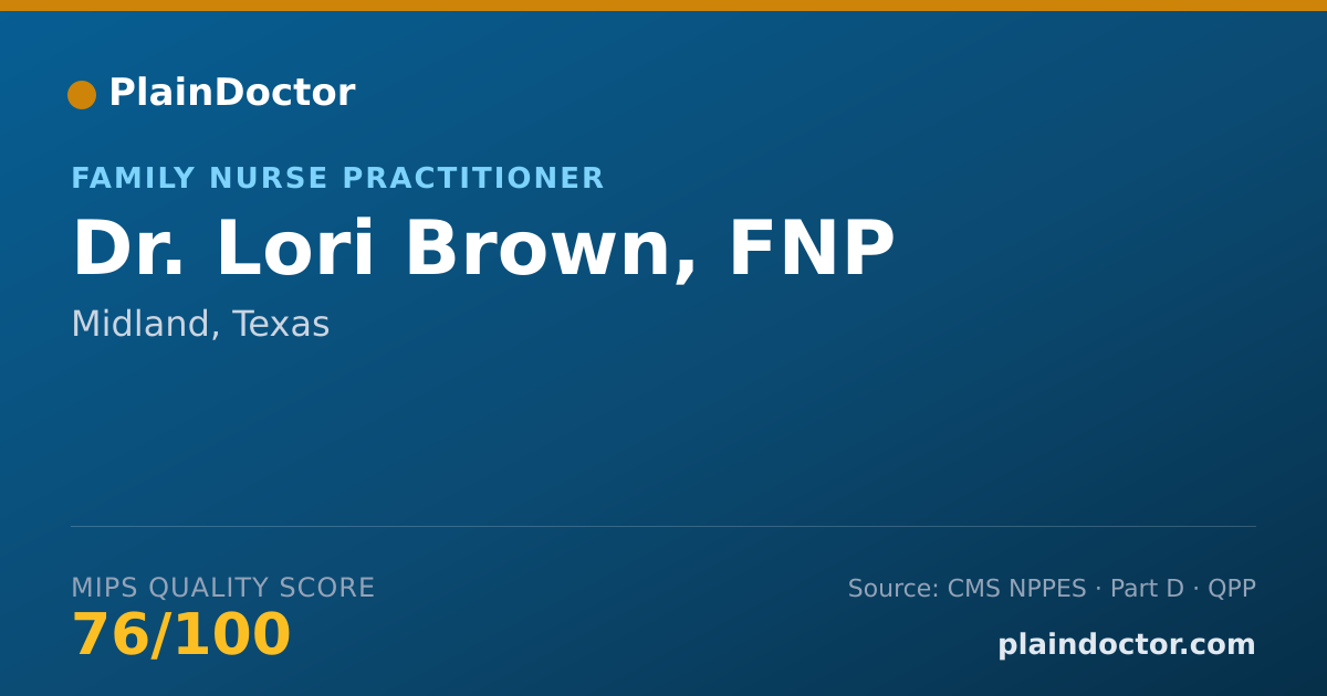 Shareable card for Lori Brown, FNP - Family Nurse Practitioner, Midland, TX
