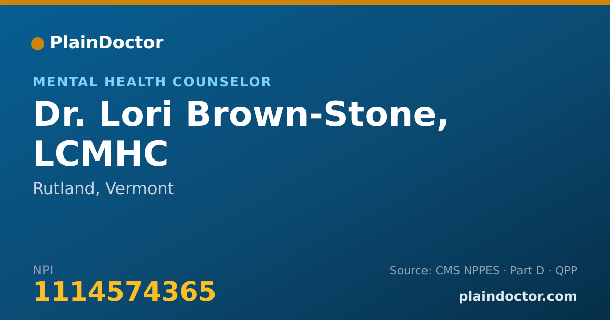 Shareable card for Lori Brown-Stone, LCMHC - Mental Health Counselor, Rutland, VT