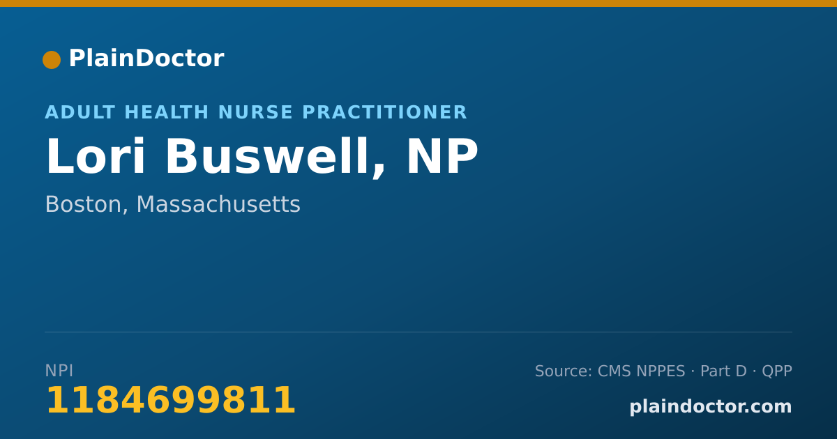 Shareable card for Lori Buswell, NP - Adult Health Nurse Practitioner, Boston, MA