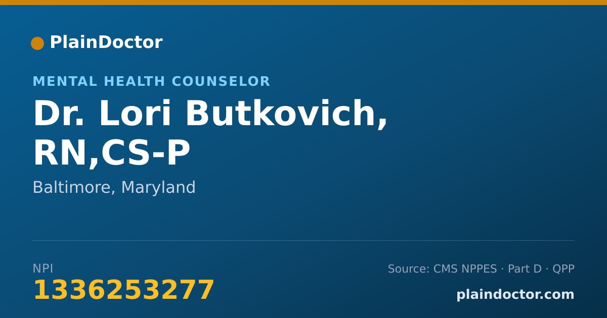 Shareable card for Lori Butkovich, RN,CS-P - Mental Health Counselor, Baltimore, MD