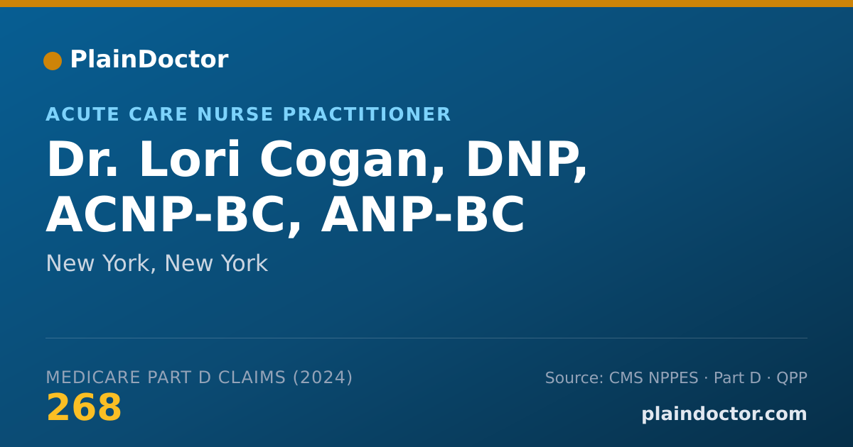 Shareable card for Lori Cogan, DNP, ACNP-BC, ANP-BC - Acute Care Nurse Practitioner, New York, NY