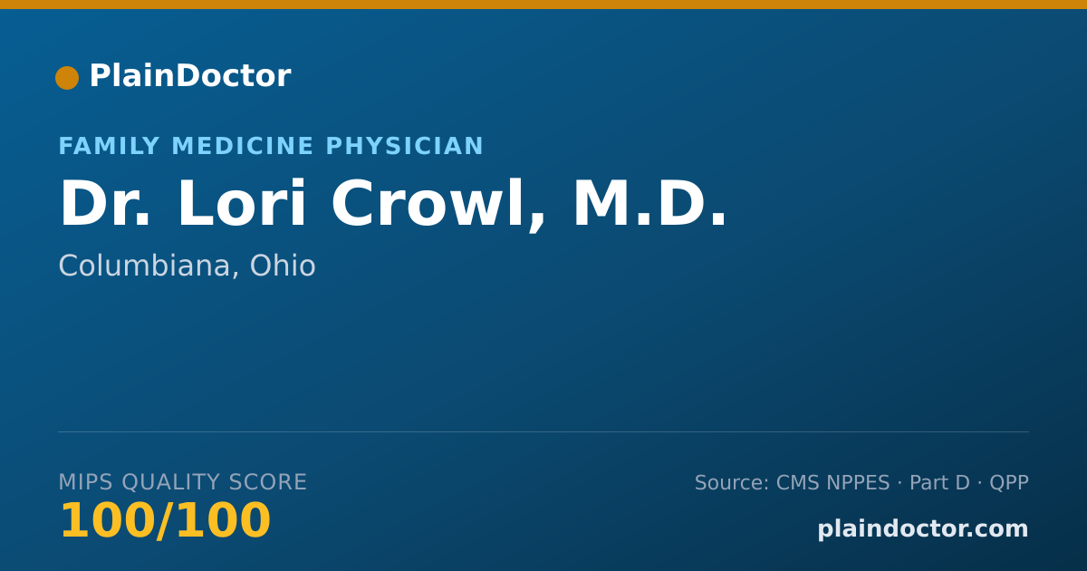 Shareable card for Lori Crowl, M.D. - Family Medicine Physician, Columbiana, OH