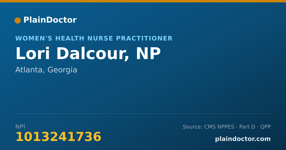Shareable card for Lori Dalcour, NP - Women's Health Nurse Practitioner, Atlanta, GA