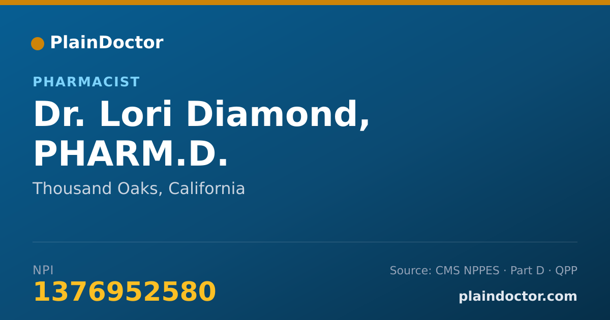 Shareable card for Lori Diamond, PHARM.D. - Pharmacist, Thousand Oaks, CA