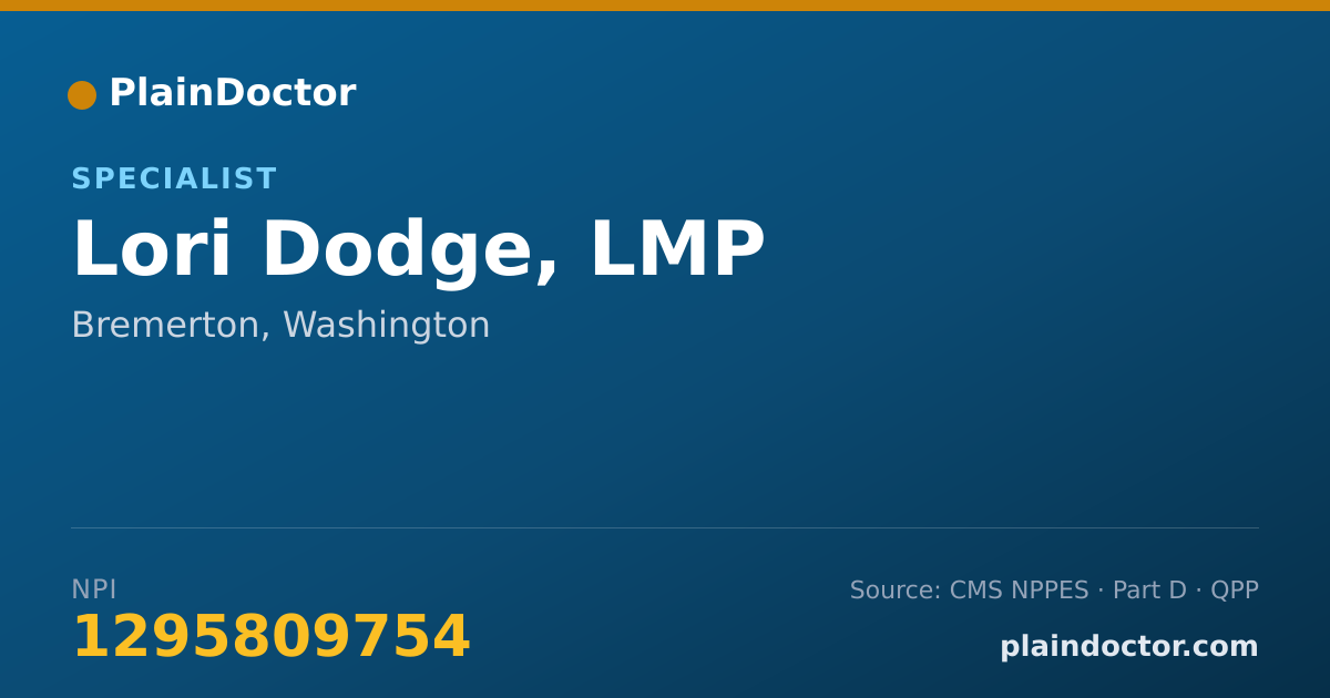 Shareable card for Lori Dodge, LMP - Specialist, Bremerton, WA