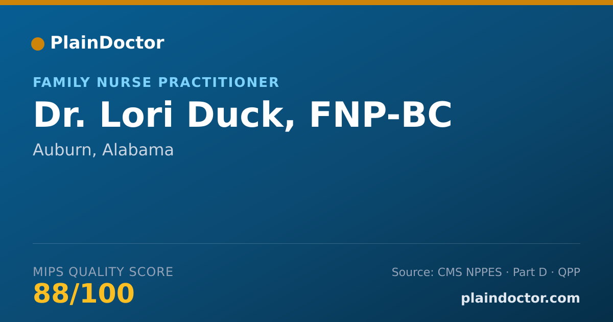 Shareable card for Lori Duck, FNP-BC - Family Nurse Practitioner, Auburn, AL