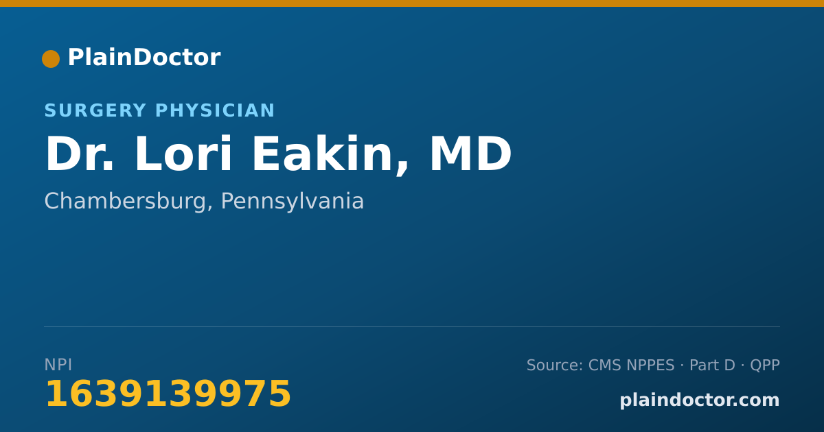Shareable card for Lori Eakin, MD - Surgery Physician, Chambersburg, PA