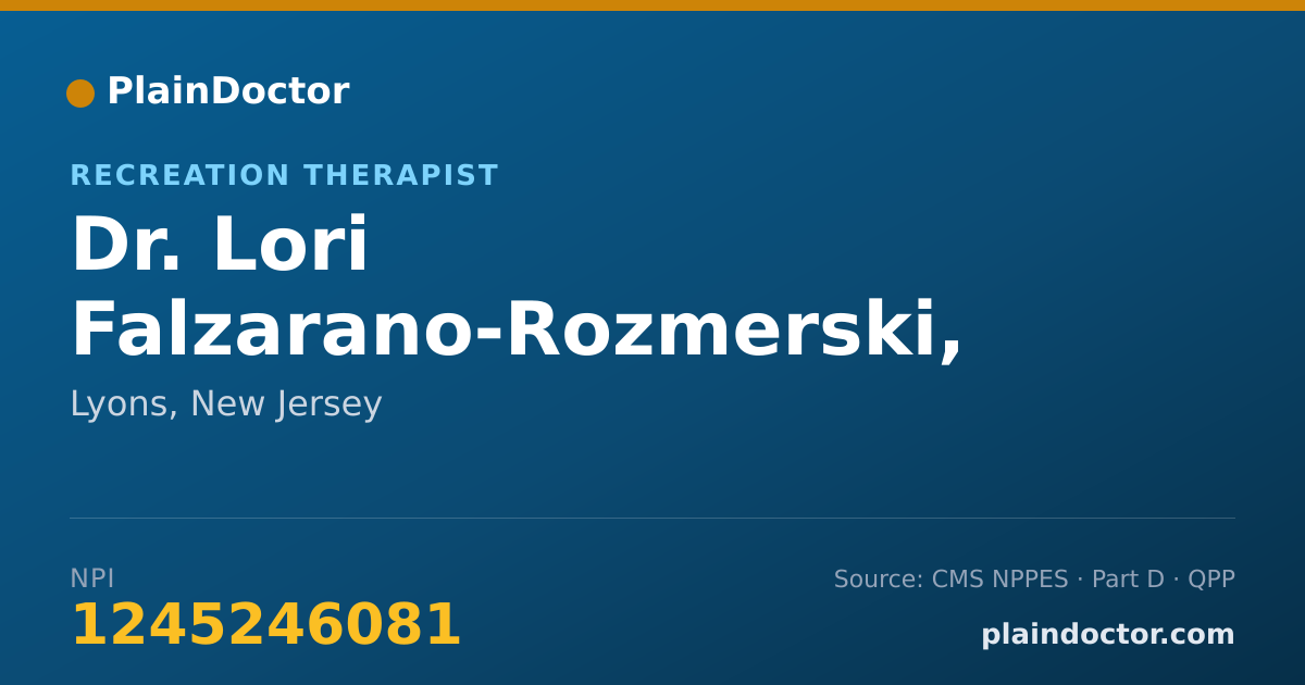 Shareable card for Lori Falzarano-Rozmerski, RT - Recreation Therapist, Lyons, NJ