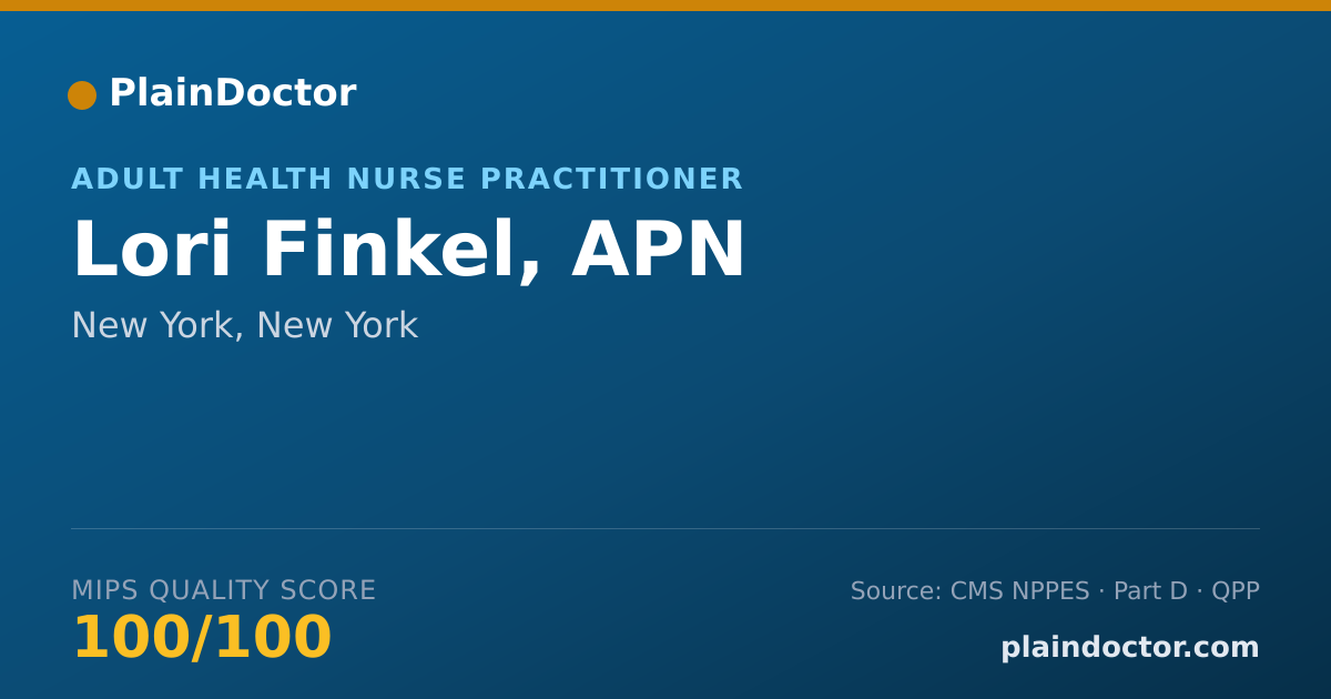 Shareable card for Lori Finkel, APN - Adult Health Nurse Practitioner, New York, NY