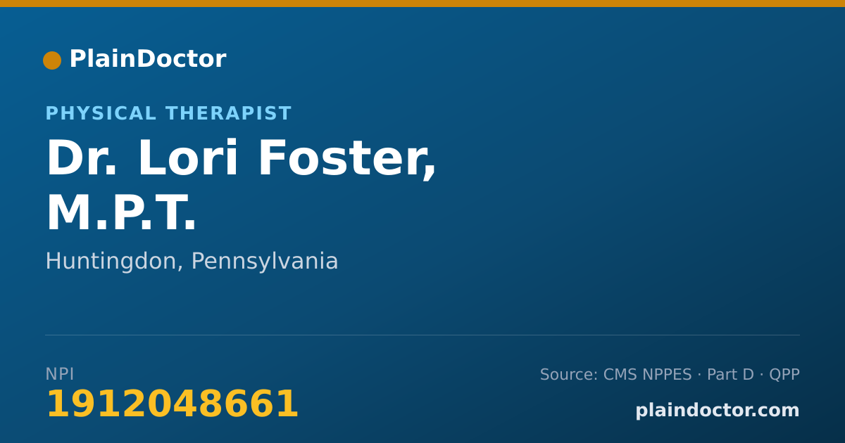 Shareable card for Lori Foster, M.P.T. - Physical Therapist, Huntingdon, PA