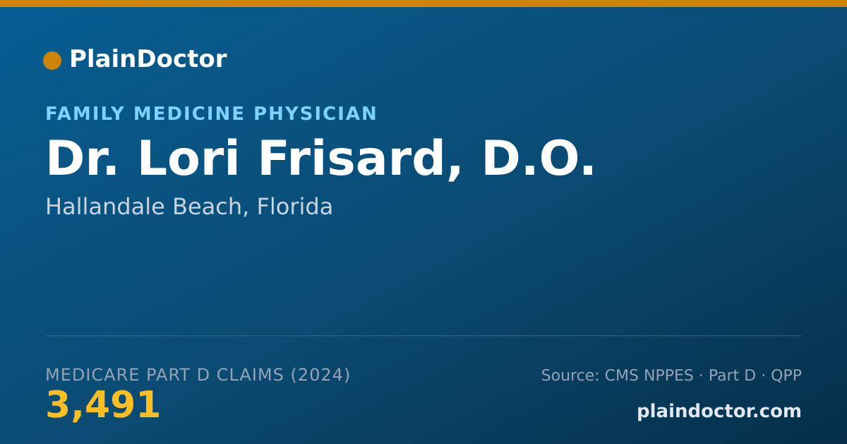 Shareable card for Lori Frisard, D.O. - Family Medicine Physician, Hallandale Beach, FL
