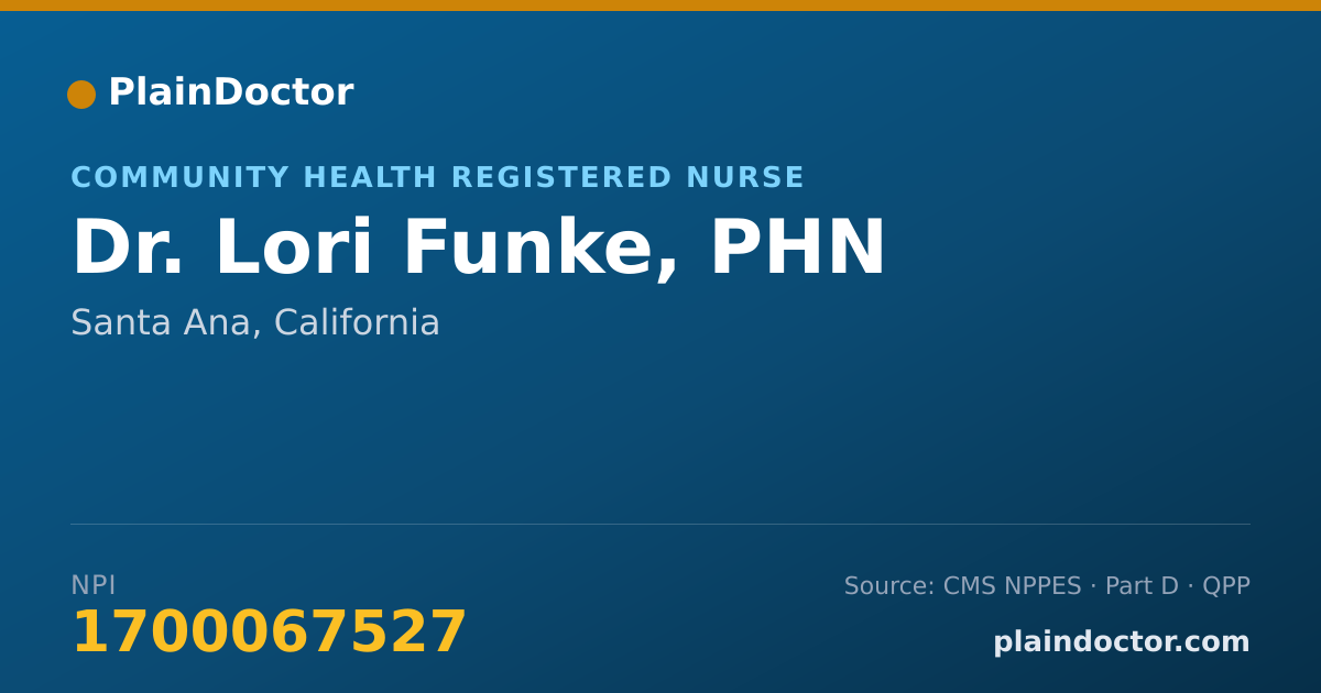 Shareable card for Lori Funke, PHN - Community Health Registered Nurse, Santa Ana, CA