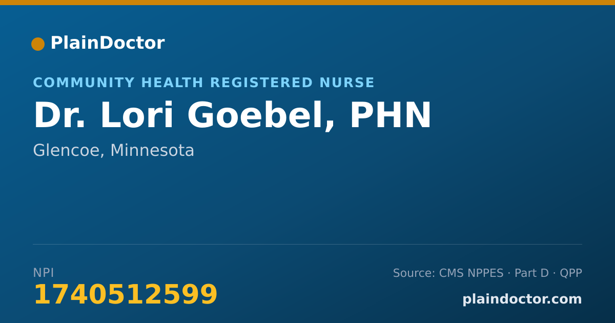 Shareable card for Lori Goebel, PHN - Community Health Registered Nurse, Glencoe, MN