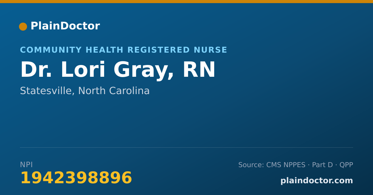 Shareable card for Lori Gray, RN - Community Health Registered Nurse, Statesville, NC