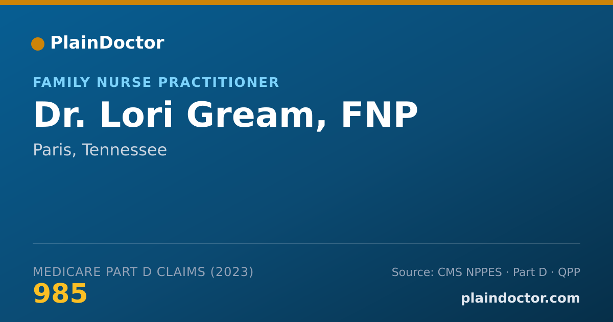 Shareable card for Lori Gream, FNP - Family Nurse Practitioner, Paris, TN