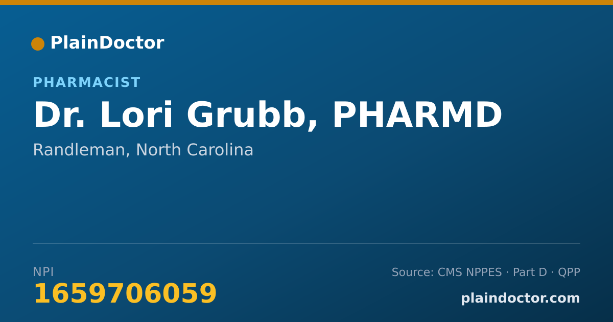 Shareable card for Lori Grubb, PHARMD - Pharmacist, Randleman, NC