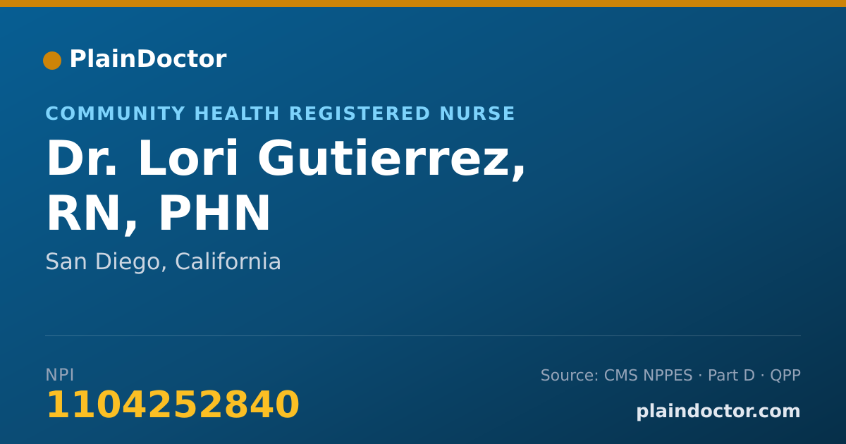 Shareable card for Lori Gutierrez, RN, PHN - Community Health Registered Nurse, San Diego, CA
