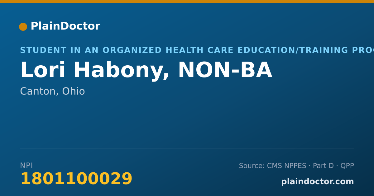 Shareable card for Lori Habony, NON-BA - Student in an Organized Health Care Education/Training Program, Canton, OH