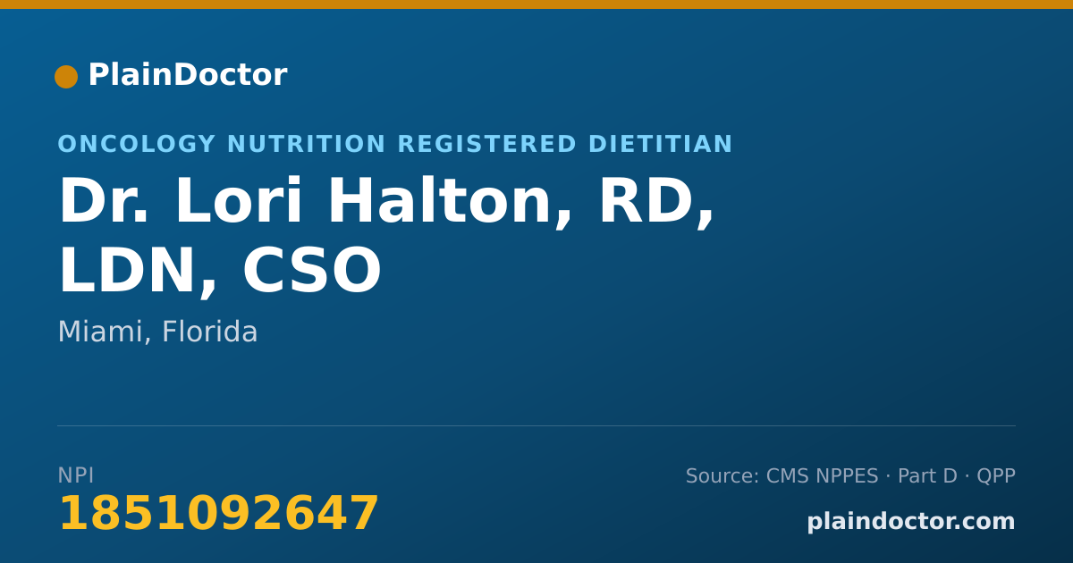 Shareable card for Lori Halton, RD, LDN, CSO - Oncology Nutrition Registered Dietitian, Miami, FL