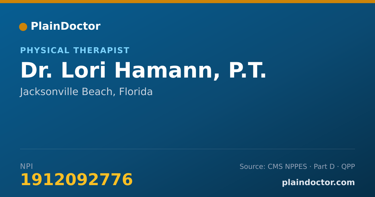 Shareable card for Lori Hamann, P.T. - Physical Therapist, Jacksonville Beach, FL