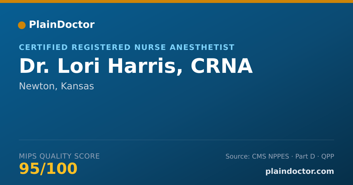 Shareable card for Lori Harris, CRNA - Certified Registered Nurse Anesthetist, Newton, KS