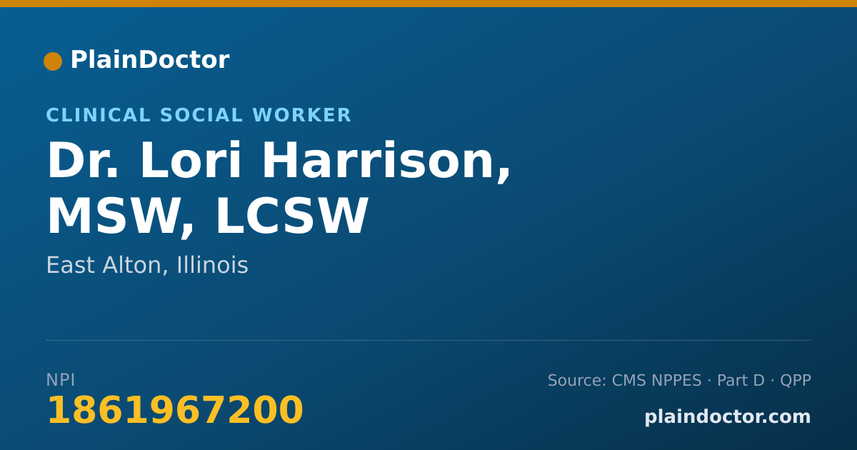 Shareable card for Lori Harrison, MSW, LCSW - Clinical Social Worker, East Alton, IL