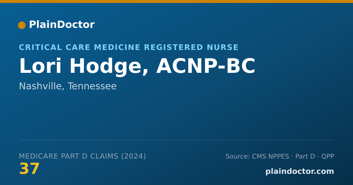 Shareable card for Lori Hodge, ACNP-BC - Critical Care Medicine Registered Nurse, Nashville, TN