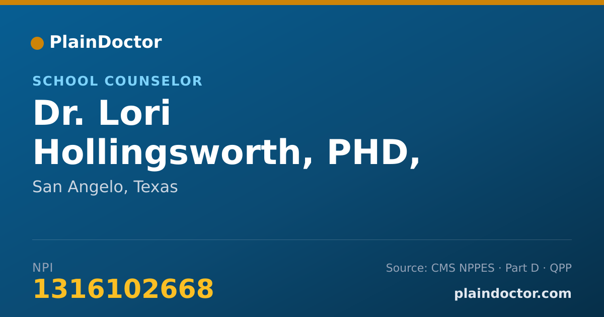 Shareable card for Lori Hollingsworth, PHD, LPC-S, NCC - School Counselor, San Angelo, TX