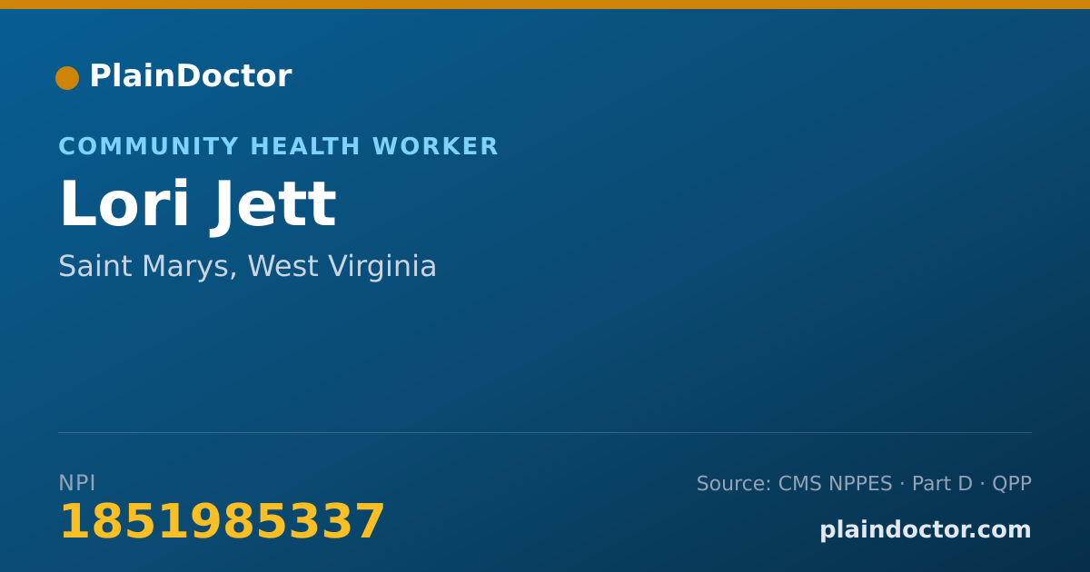 Shareable card for Lori Jett - Community Health Worker, Saint Marys, WV