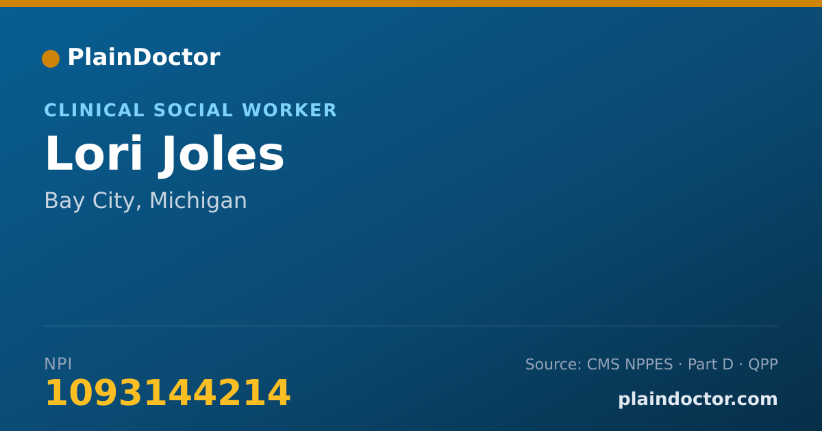 Shareable card for Lori Joles - Clinical Social Worker, Bay City, MI